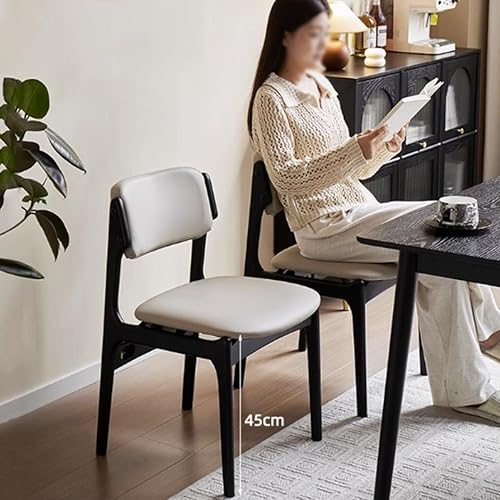 Miniatura 2 de YVYKFZD Wooden Dining Chairs Set, Leather Dining Room Chair with Back, Upholstered Kitchen Chairs, Armless Living Room Chair, for Bedroom Offices