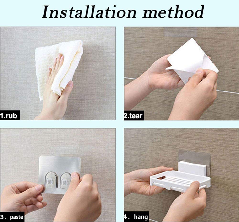 Lariox Plastic Wall Mounted Self-Adhesive Waterproof Soap Holder for Bathroom Kitchen (1Pcs) 3