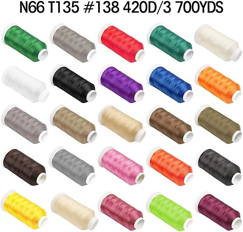 Miniatura 7 de ANMINY Hilo de coser de nailon N66 700 yardas tamaño # 138 T135 420D3 para cuero Denim Hand Machine Craft Shoe Bag Reparación Extra fuerte