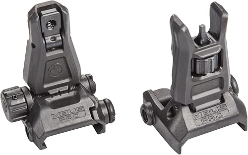 Magpul MBUS PRO MAG275 - Vista frontal de acero abatible, color negro, MAG275 con vista trasera MBUS PRO, color negro, MAG276, fabricado en Estados