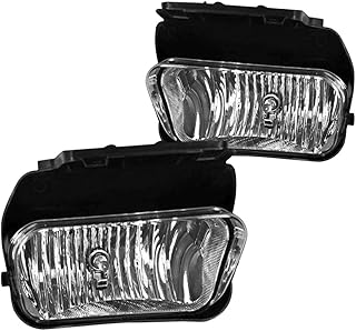 Driving Fog Lights Lamps Replacement for Chevy Silverado 2003 2004 2005 2006 2007 All Models Avalanche 2002-2006 Without Body Cladding H10 12V 42W Halogen Bulbs (Clear Lens)