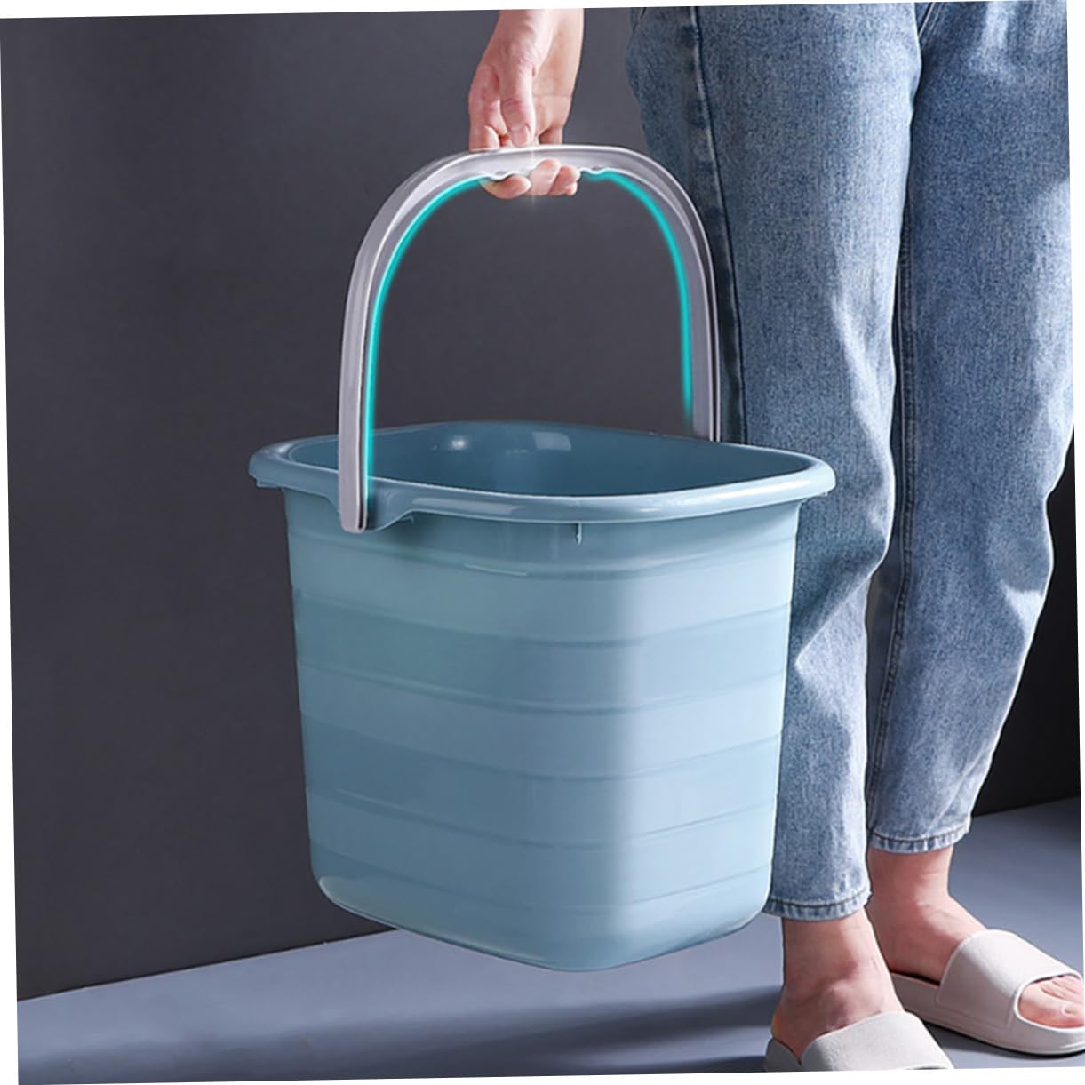 Mipcase Secchio D'acqua Portatile in Plastica Manico, Piccolo Secchio per Uso Domestico Resistente e Antiscivolo, per Famiglie e Giardinaggio