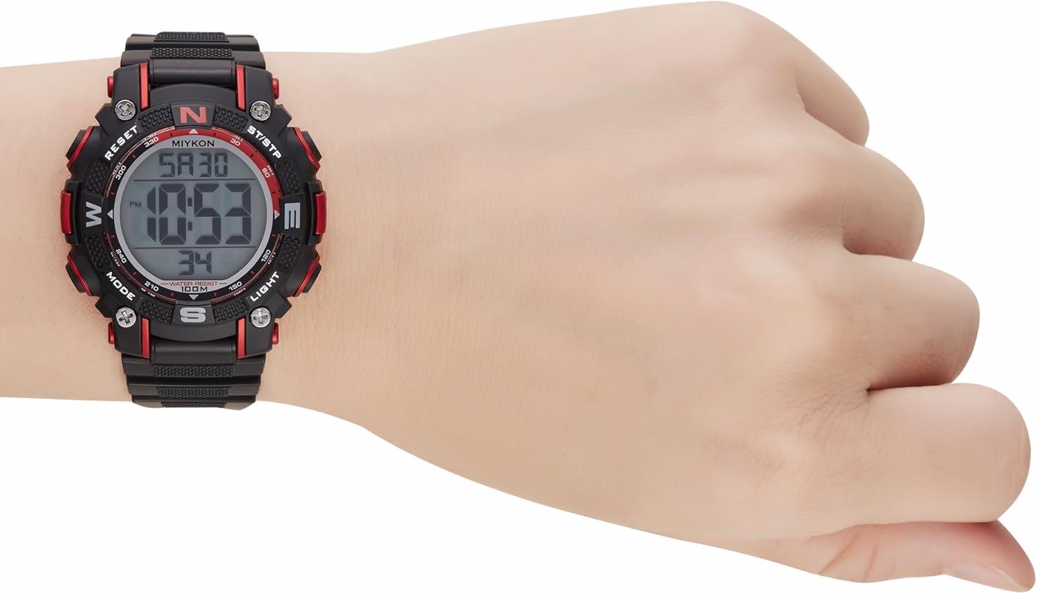Miykon Womens Sports Digital Watch - Lightweight Shockproof, Super Illuminator, Stopwatch and Timer, Alarm, Dual Time, 24hr Military Time, 100M Water Resistant