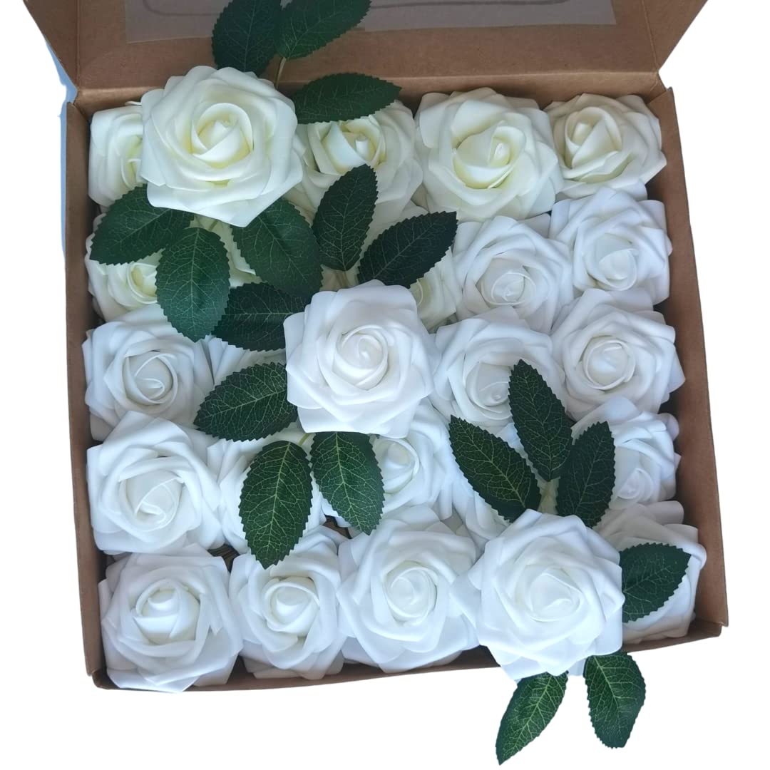 25 Rose Glitterate Artificiali In Schiuma – Bouquet Fai Da Te, Decorazione Festa, Rosa Scuro