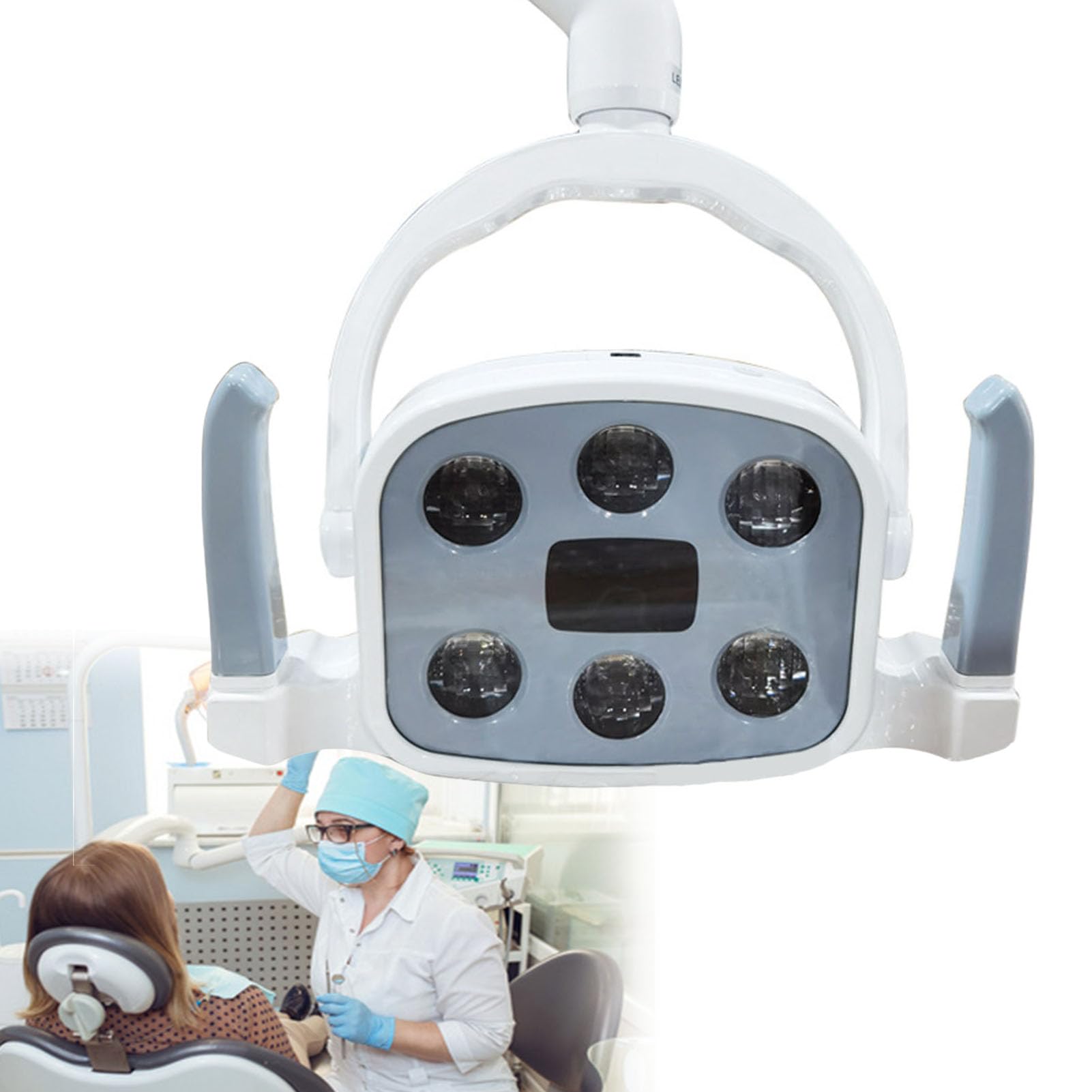 Dental Oral lampa indukcyjna do badań chirurgicznych, z 6 wysokowydajnymi diodami LED, bezcieniowe, zimne światło, zdejmowany uchwyt do akcesoriów do krzeseł dentystycznych, 22/26 mm