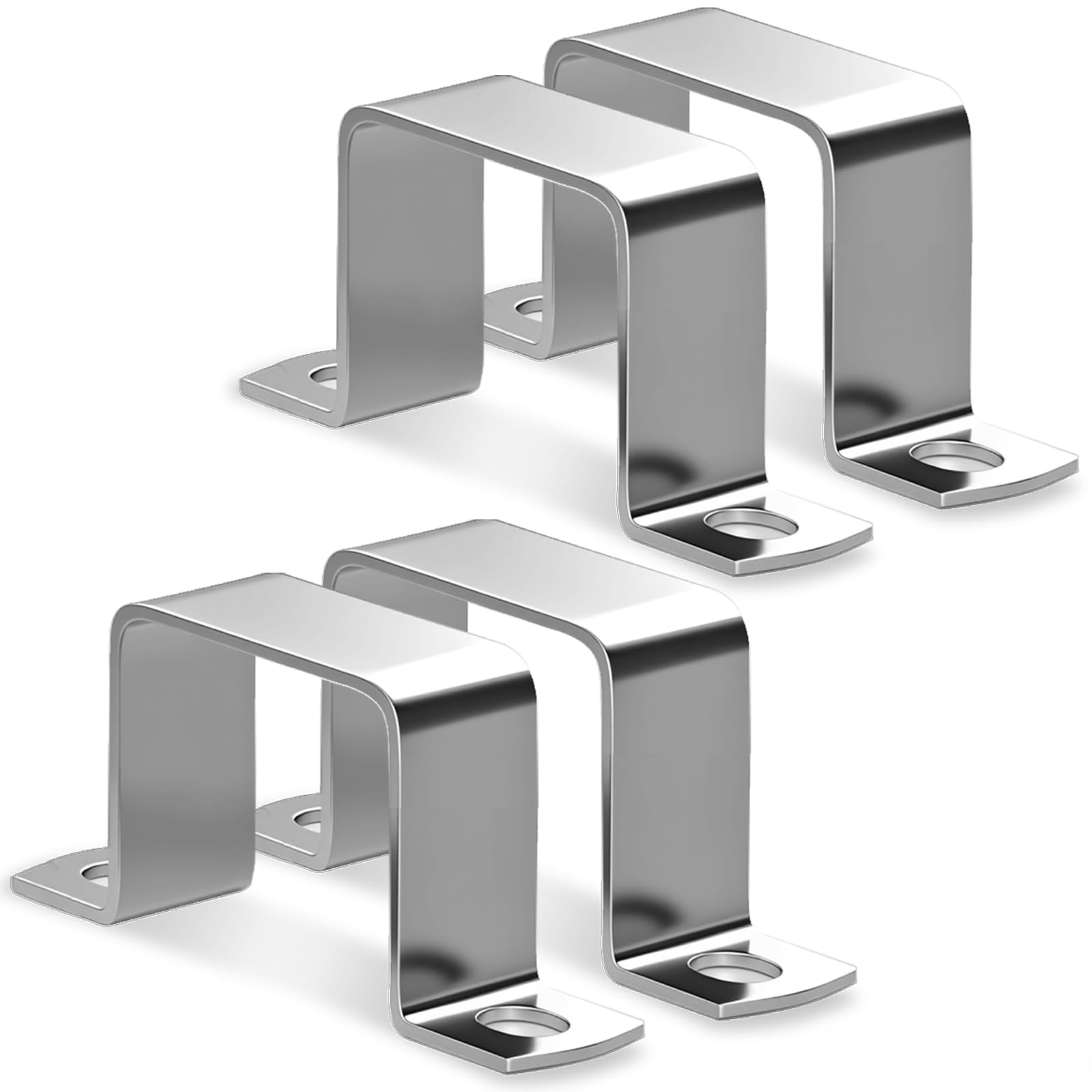 sturiz Square Pipe Clamp, Pack of 4, Square Tube Clamps, 304 Stainless Steel, 50 x 50 mm, Square Pipe Clamp, U Clamp, Angle Clamps, Square for Front Doors, Windows, Water Supply and Other Pipes