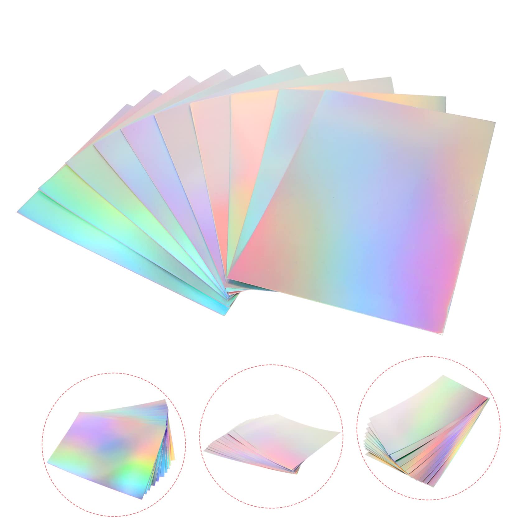 Tofficu 50 Hojas de Papel Decorativo Holográfico A4 para Manualidades Papel Plegable Fácil de Usar para Scrapbooking Adecuado para Niños