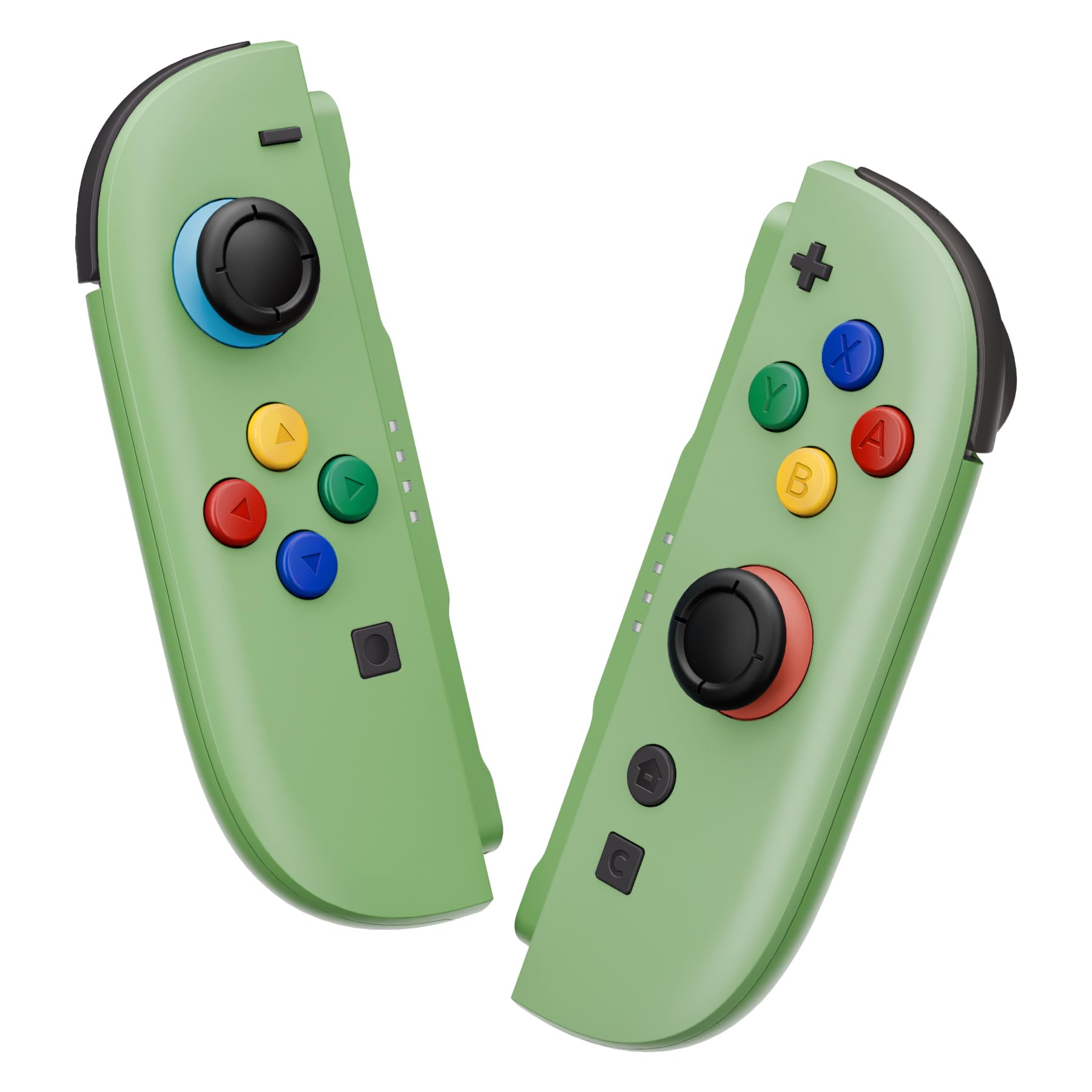 eXtremeRate Ersatz Full Shell & Tasten Set für Switch 2 Joycons, Deluxe Version DIY- Front Gehäuse/Back Case/Griff Deko-Streifen/Mittel Rahme/Knöpfe Zubehör für Nintendo Switch 2 Joy Con-Matcha Grün