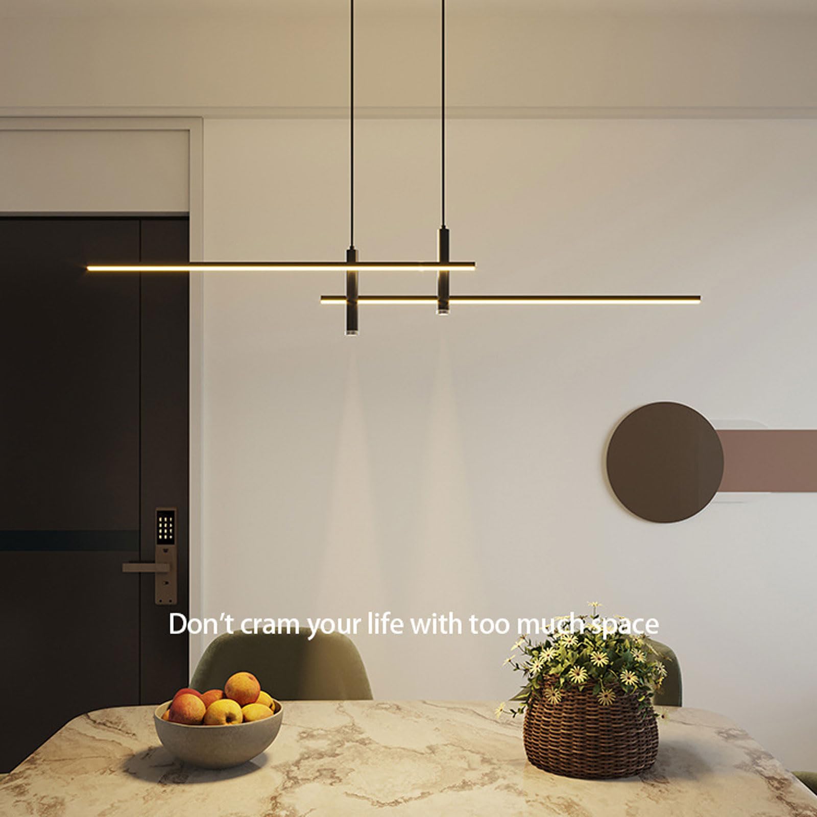 Lampadari a Striscia Lunga a Parola Singola Lampadari in Ferro Nordico atmosferico a Doppio Strato Lampadari a Sospensione a LED dimmerabili Bancone Bar Soggiorno Sala da Pranzo Apparecchio di
