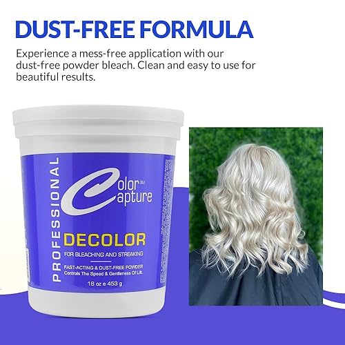 Miniatura 3 de Blanqueador para el cabello en polvo para blanquear y rayar, grado profesional, fórmula suave, tinte azul, 16 onzas