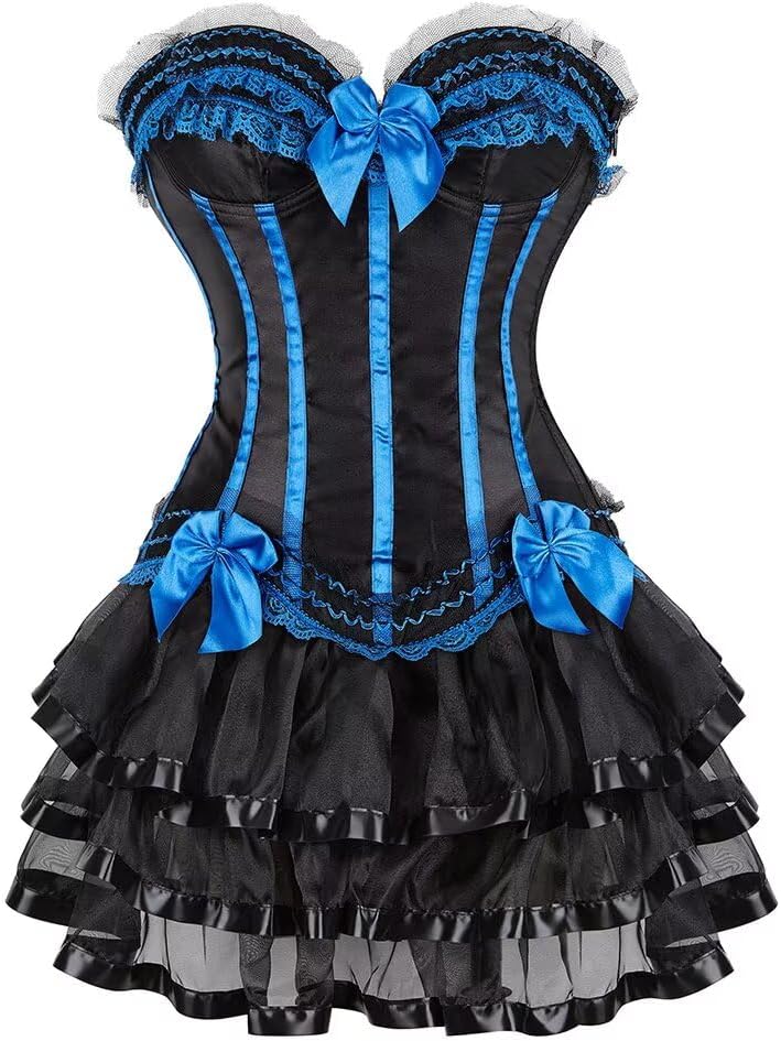 Corset Dress Skirts for Women Shoulder Straps Stripe Vintage Lingerie Plus Size Halloween