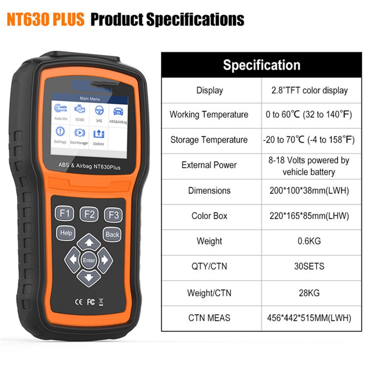 NT630 Plus OBD2 skaner samochodowy silnik ABS SRS poduszka powietrzna SAS EPB reset oleju ODB2 narzędzie diagnostyczne samochodu czytnik kodów skaner