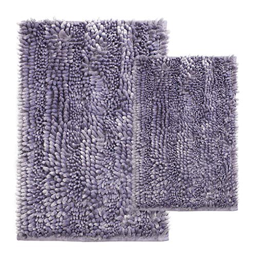 Civkor Bathroom Rugs 2 Pieces Butter Chenille , Shiny Noodle Bath Mat Rug Set with Non Slip Backing, Super Water Absorbent Machine Washable 31x20 and 24x16 Inch, Lavendar/Light Purple Civkor Bathroom Rugs 2 Pieces Butter Chenille , Shiny Noodle Bath Mat Rug Set with Non Slip Backing, Super Water Absorbent Machine Washable 31x20 and 24x16 Inch, Lavendar/Light Purple
