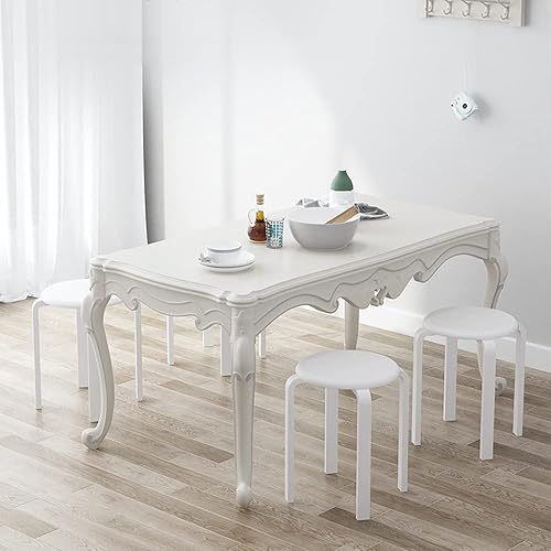 Miniatura 2 de Juego de 6 taburetes apilables de madera curvada, modernos taburetes de bar curvos con almohadillas anslizantes, redondos de madera para cocina,