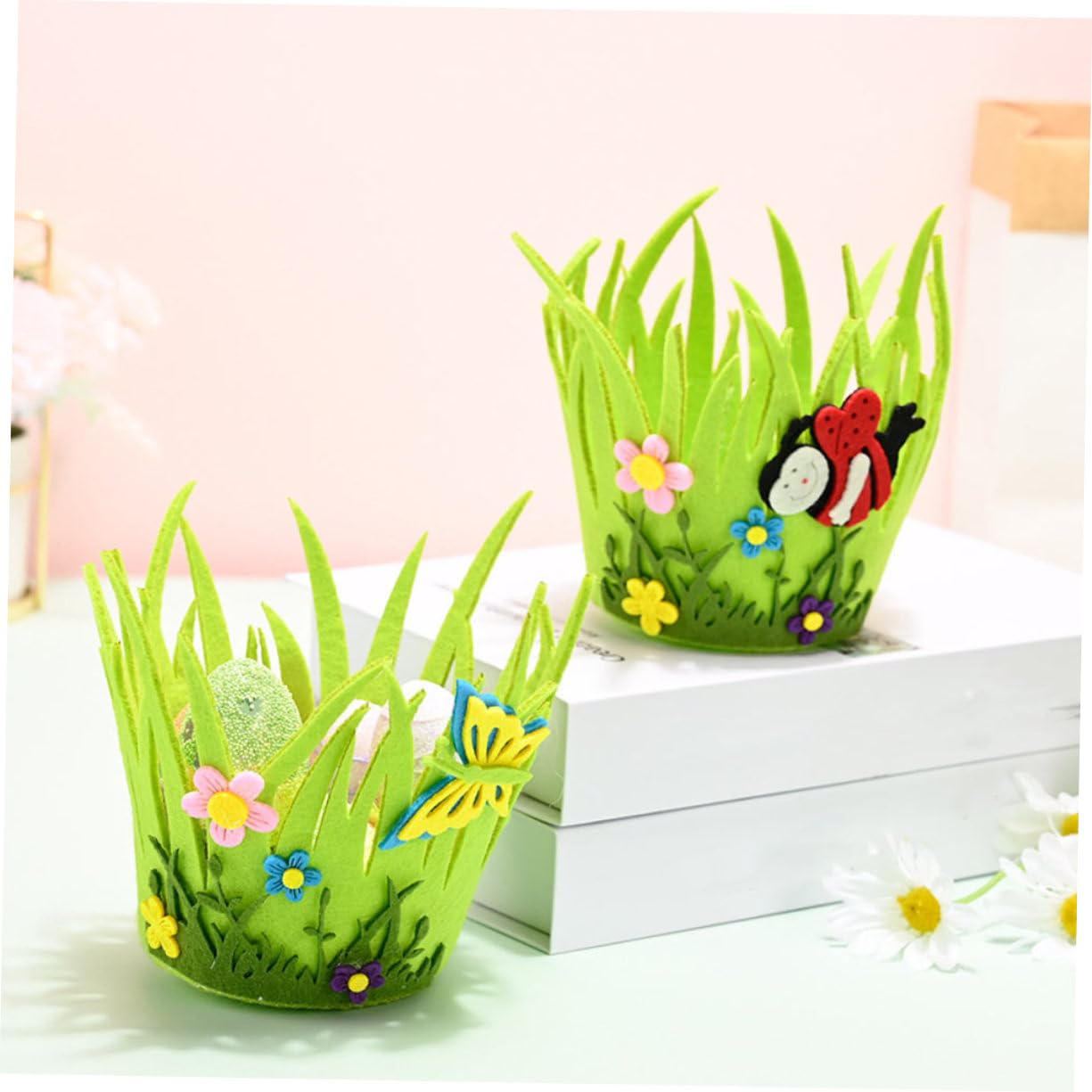 3 Sätze Eierkorb Osterkörbchen Aus Stoff Große Leere Osterkörbe Ostereierfarbe Easter Eggs Aufbewahrungskorb Für Süßigkeiten Süßigkeitenkorb Für Vlies Green 4 Stück * 3