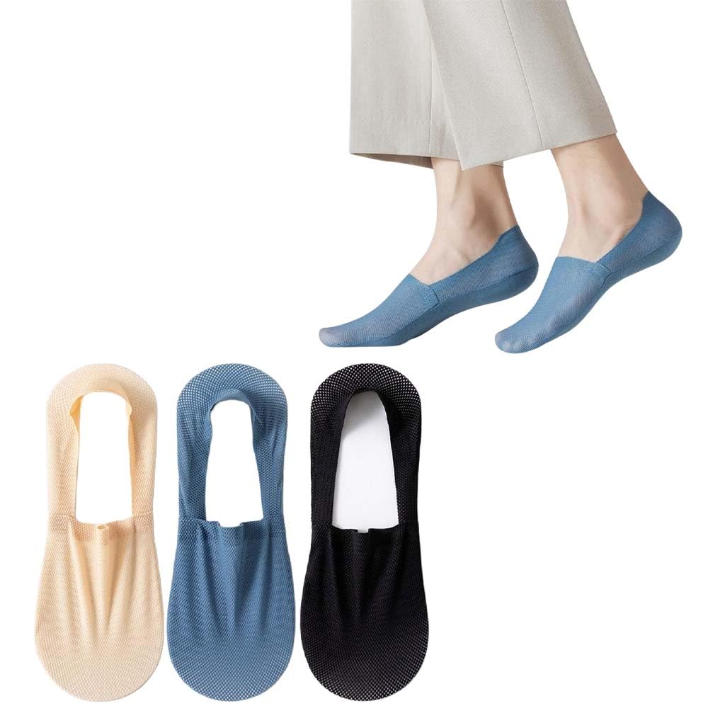 Non-Slip No Show Anti-Skid Men Loafer Socks for Men – Pack of 3, Super Grip, Mesh Material, Anti-Bacterial Sweat Proof Odorless-image-40