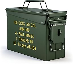 Trucky Munitionsbox Ammo Box 28x10x18 cm Metallkiste Munitionskiste Metallbox Aufbewahrungsbox mit Deckel Army Grün Metall