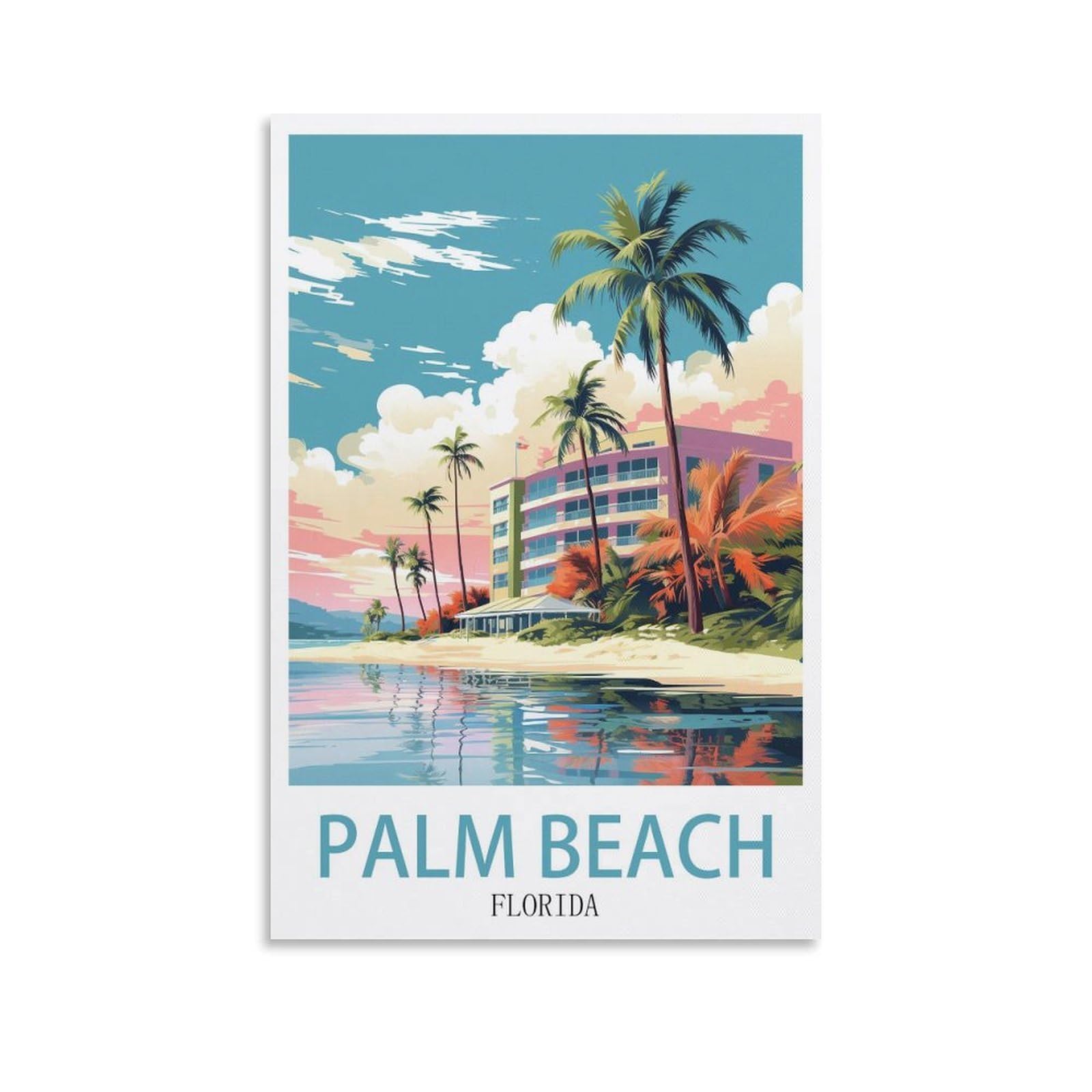 EZMLFA DIY 5D Diamond Painting Kits for Adults,Palm Beach Florida Crystal Rhinestones Art Craft for Beginners DIY Home Wall Decor Gift 30x40cm