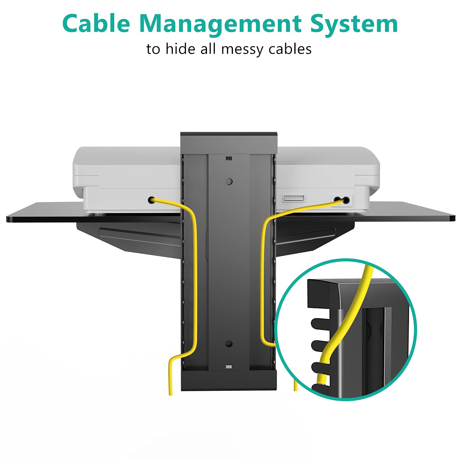 WALI Floating Entertainment Center Shelves, Holds Up to 17.6lbs, TV Shelf with Strengthened Tempered Glasses for DVD Players, Cable Boxes, Games Consoles, TV Accessories (CS201B), 1 Shelf, Black