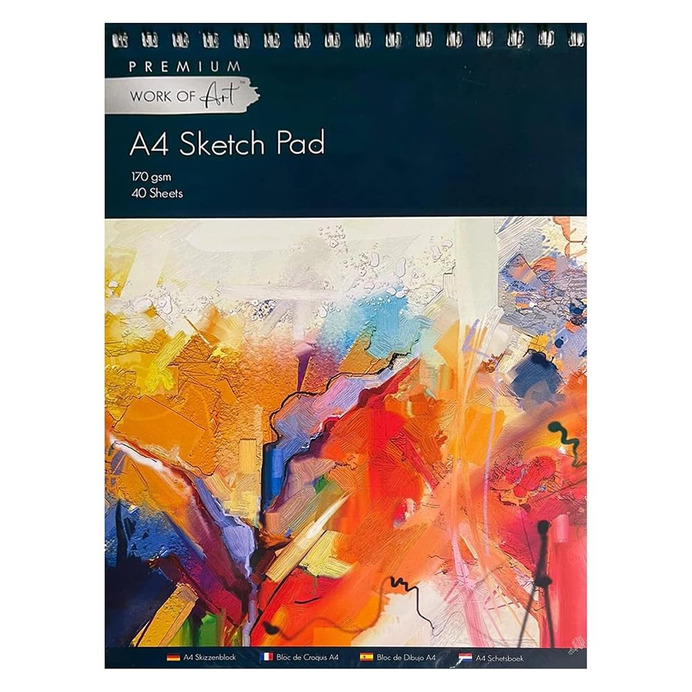 1ABOVE Artists pad, Spiral Bound Sketch Pad Sketch Paper for Artists. Ideal for The Studio, School Or at Home - 170gsm Cartridge Paper (A4)