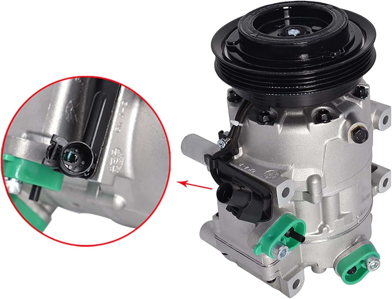 AC Compressor and A/C Clutch, A/C Ports 4 Grooves Replacement for Accent 1.6L 2006 2007 2008 2009 CO 10925C 10361991 1010925 60-02433NA