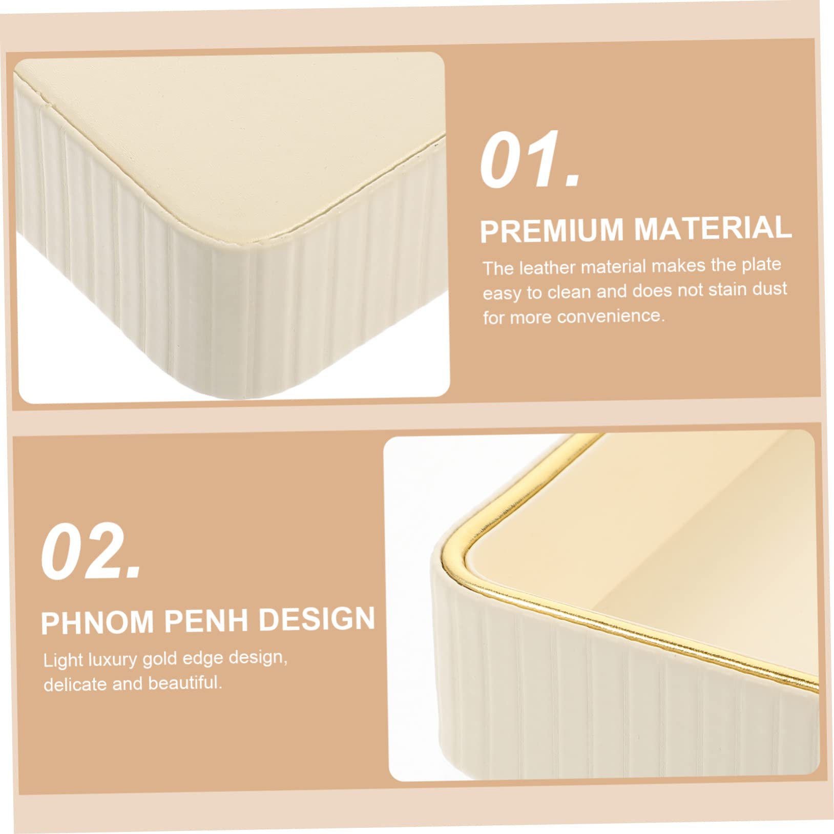 Luxshiny Bandeja Organizadora Diseño Moderno y Sencillo Cuadrada de Cuero Blanco Fácil Exhibición y Almacenamiento para Llaves y Joyas Adecuado para Sala o Dormitorio