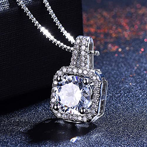 Bamos Cubic Zirconia Necklaces, Dainty Diamond Pendant Necklace For Women Teen Girls, 14K White Gold Plated 16.5 Inch-18 Inch thumb #4