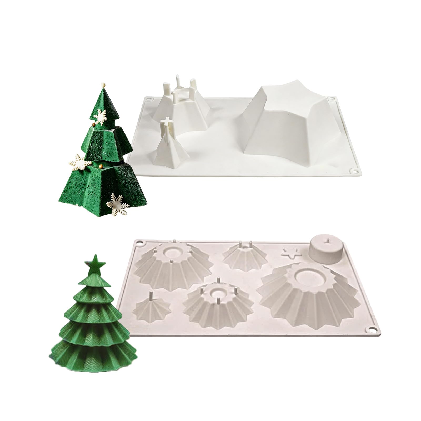 MALSSE Christmas Fondant Cake Mold for Cake Decorating Cupcake Toppers Making Soap Mold Tree Silicone Molds Christmas Tree Silicone Fondant Decorating Tools Chocolate