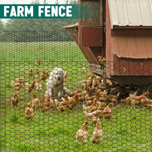 Image of GlikCeil 48 in x 300 ft Chicken Wire Mesh Fencing for Floral Garden, 23 Gauge Black Galvanized Steel Wire, 1 Inch Hexagonal Hardware Cloth Netting for Farm Crafts Poultry Coop Barrier Rabbit Cage