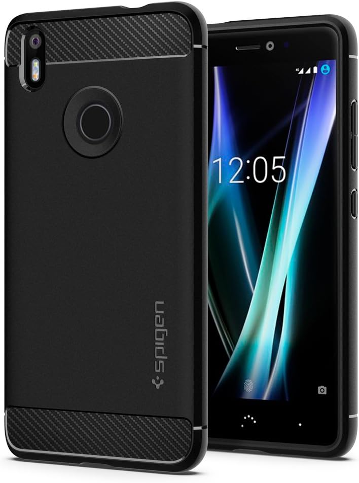 Spigen [Rugged Armor [Black] Case for BQ Aquaris X/X Pro, Original Patent Carbon Fiber Design Flexible TPU Phone Cover for Aquaris X/X Pro Case (2017) - S06CS23068