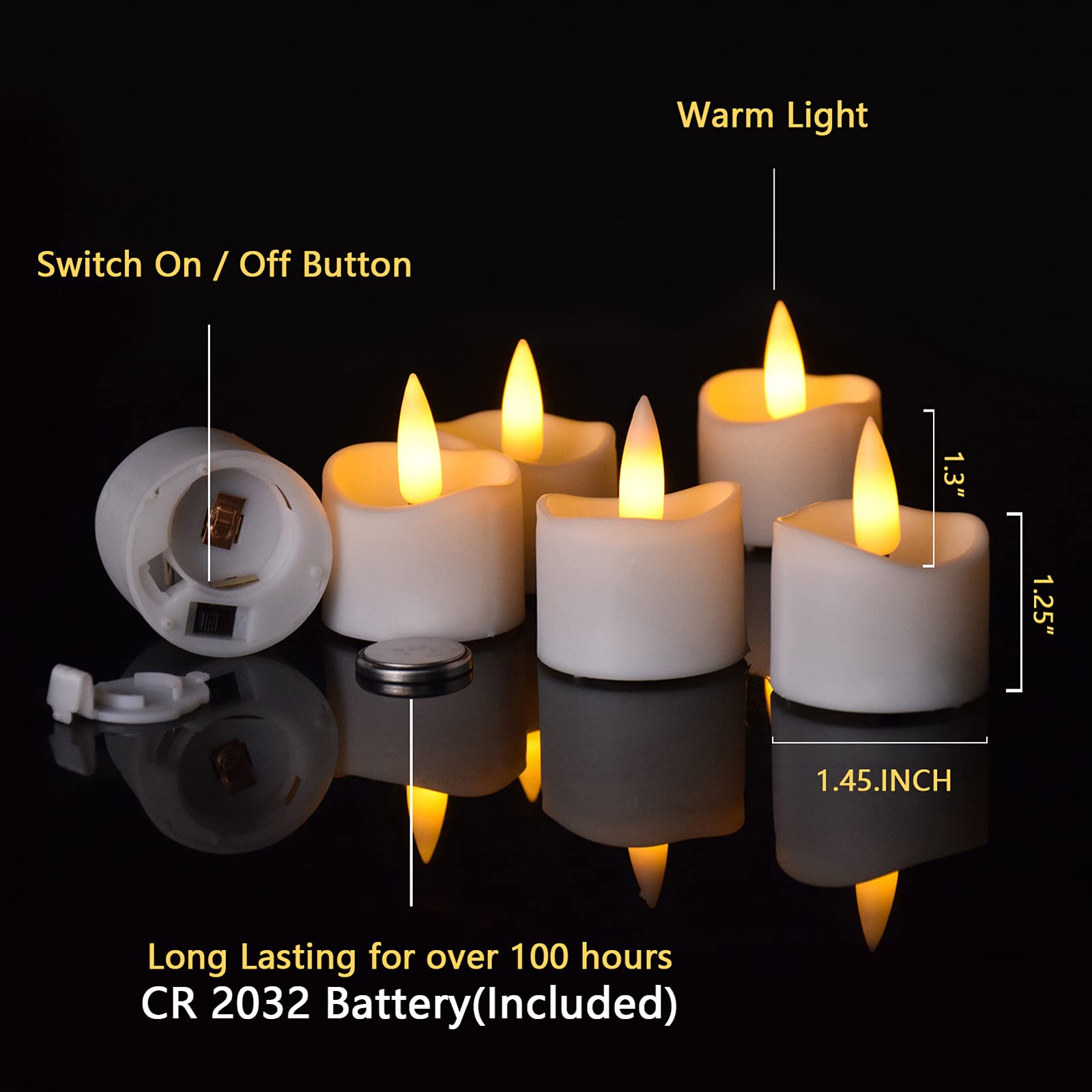 Lot De 12 Bougies Chauffe-plat LED Avec Fonction Minuterie, Sans Flamme