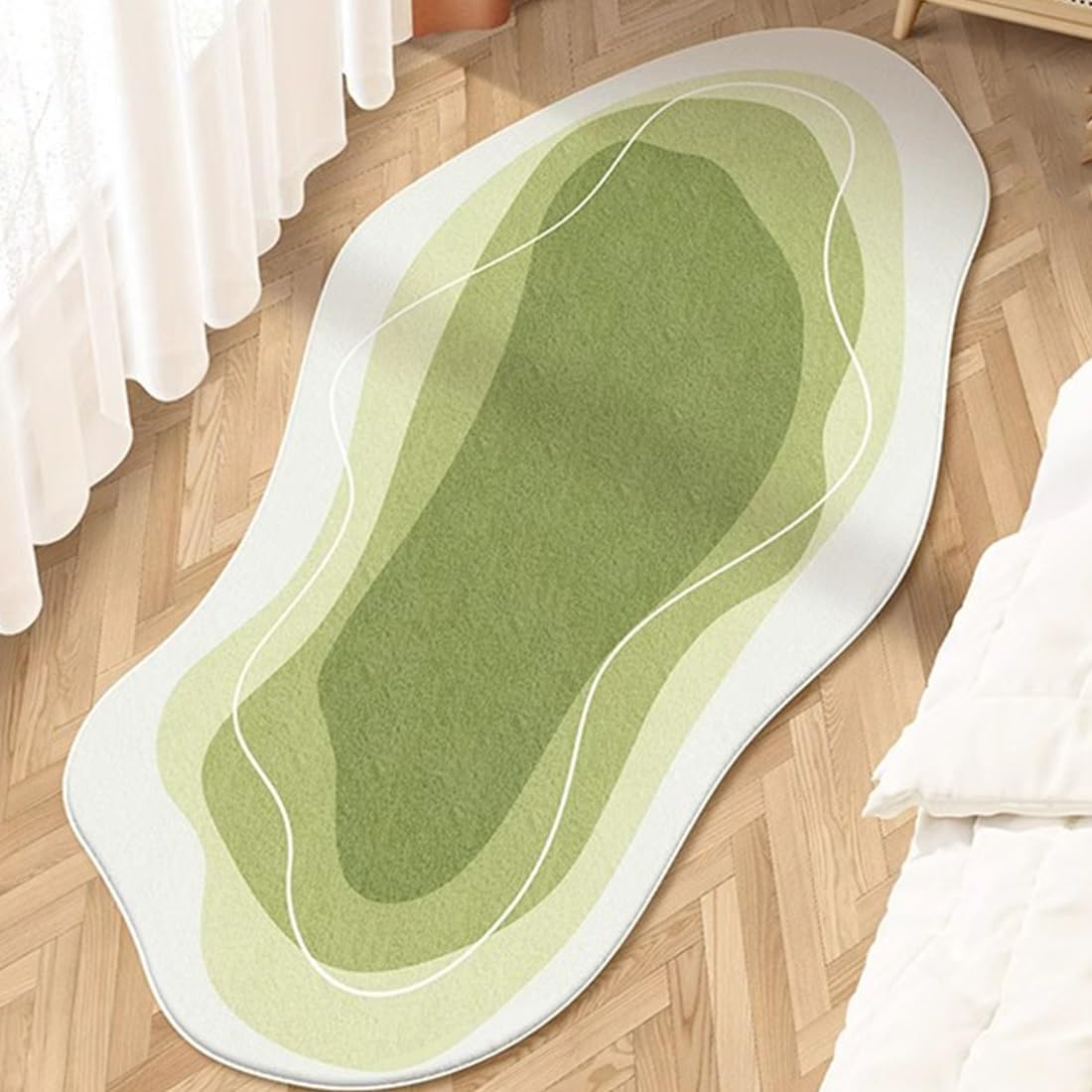 Tapis moderne abstrait vert 80x200cm lavable et antidérapant pour couloir et salon