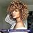 YEAME Curly Wigs for Black Women - Kinky Afro Curly Wig with Bangs 2 Tone Blonde Mixed Brown Color Synthetic Heat Resistant Full Wigs with 1 Wig Comb and 4pcs Wig Caps