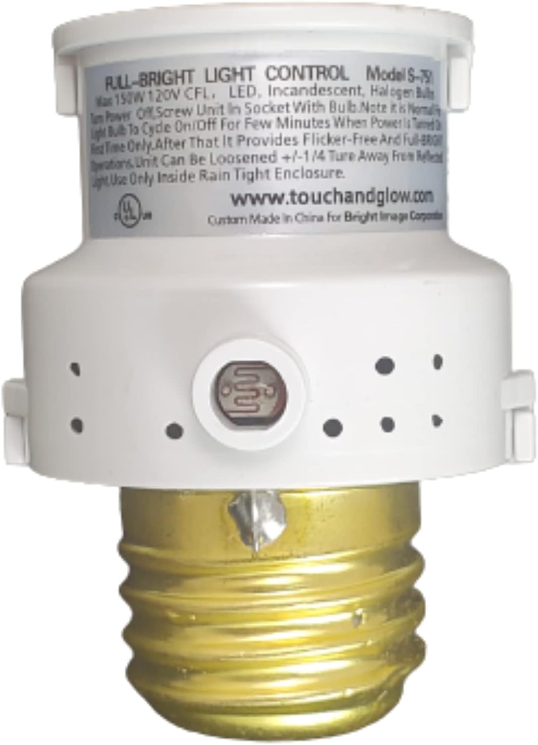 Touch & Glow Dusk to Dawn Sensor Light Bulb Socket Sensor Socket for Light Fixtures