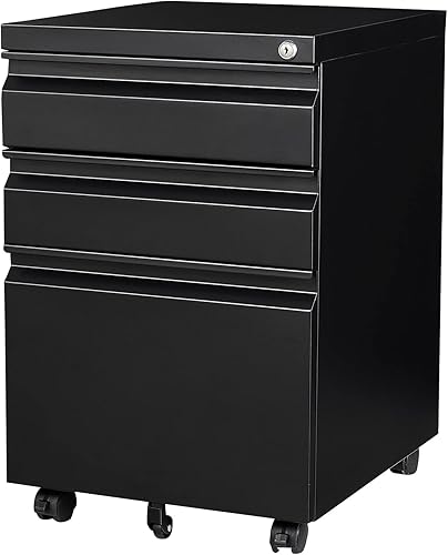 Miniatura 98 de Archivador de 3 cajones, archivadores para oficina en casa, gabinete de almacenamiento vertical de metal con cerradura, archivador de bloqueo