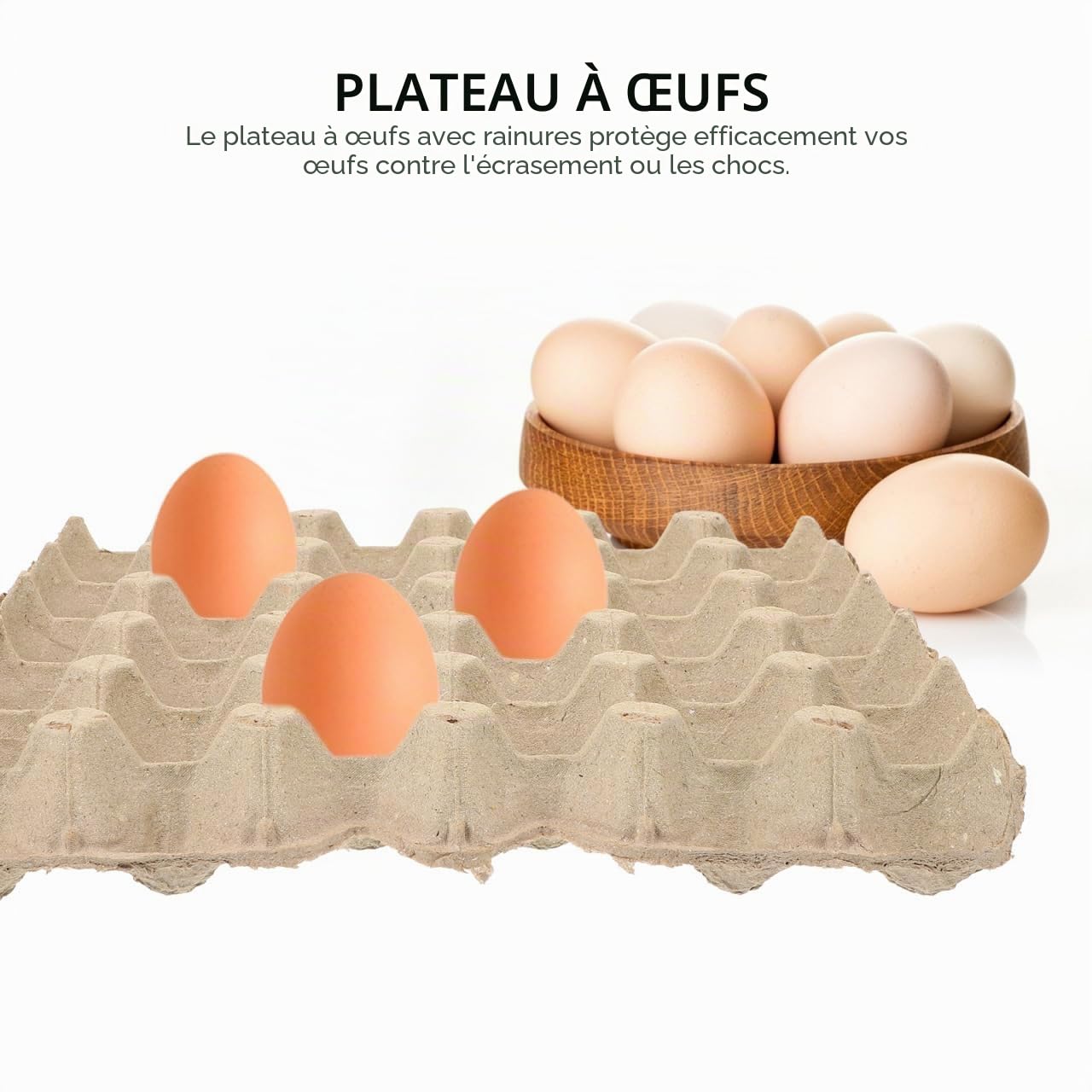 MAGICLULU Carton D'Œufs Vide Réutilisable 5 Pièces Boîte À Œufs En Pâte À Papier 30 Alvéoles Plateau Empilable Pour Réfrigérateur Protection Des Œufs Contre Chocs Et Écrasement