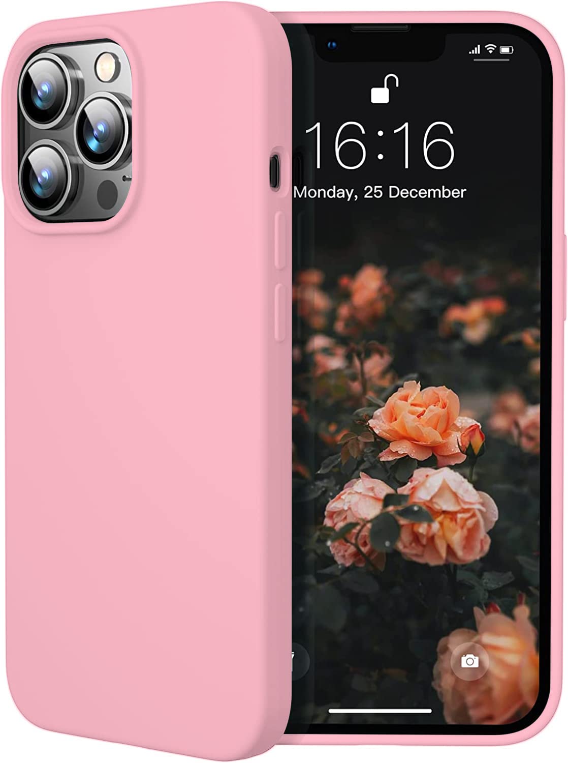 LOXXO® Microfiber Candy Case Compatible for iPhone 13 Pro 6.1 Inch Shockproof Slim Back Cover Liquid Silicone Case (Baby Pink)