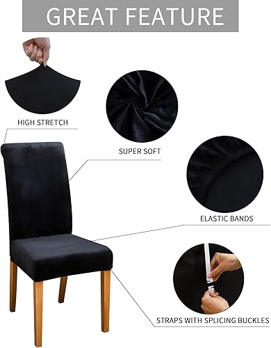 Vista 29 de Forcheer - Juego de 4 fundas elásticas para sillas de comedor con estampado elástico, lavable, extraíble, para cocina, hotel, restaurante