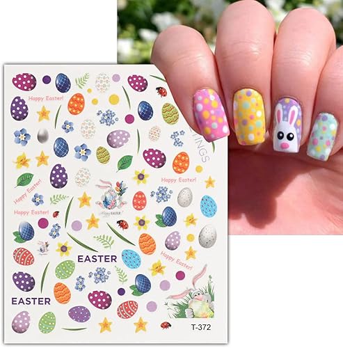 Miniatura 4 de Calcomanías de uñas para el día de Pascua calcomanías de uñas de conejo 3D suministros de arte de uñas autoadhesivos huevos de pollo cestas de uñas