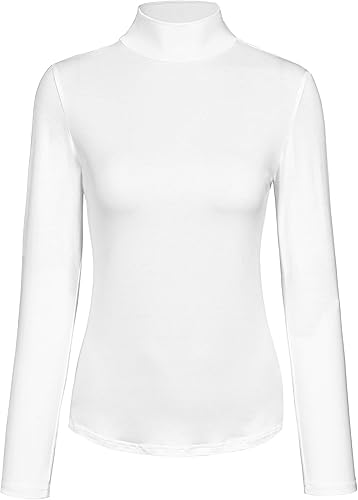 Kindcall Womens Slim Fitted Mock Turtleneck Tops Long Sleeve Lightweight Base Layer Shirts