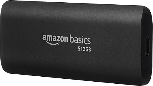 amazon basics 512 GB Portable SSD | Type C Compatible NVMe Drive | Upto 950 MB/s | PC, Mac and Smartphone Compatible