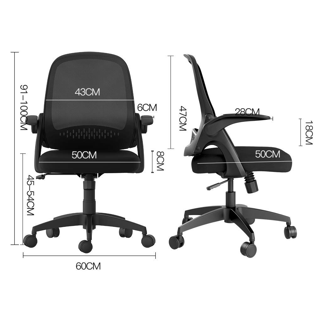 Hbada Office Chair Desk Chair Flipup Armrest Ergonomic Task Chair Compact 120° Locking 360