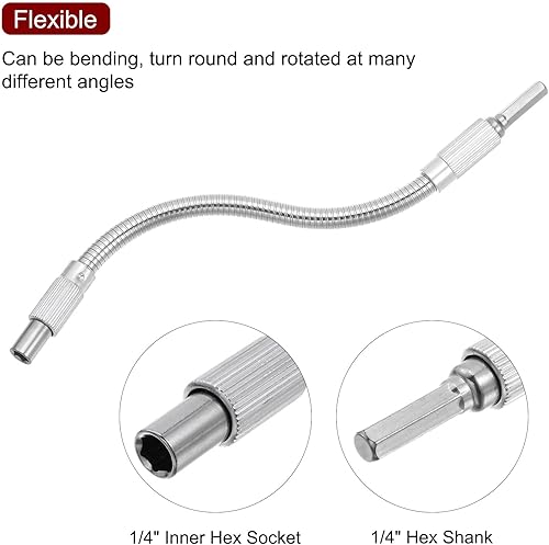 Miniatura 10 de uxcell 2pcs 14 "vástago hexagonal flexible extensión eje 7.874 in puntas de destornillador suaves