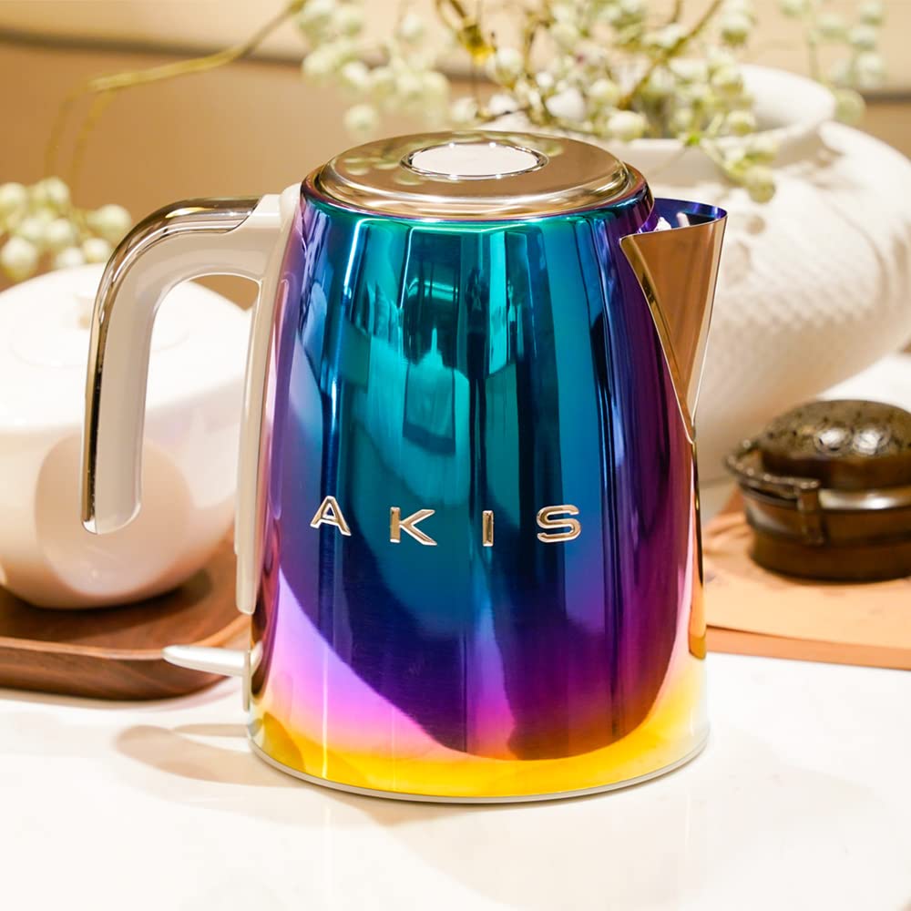 AKIS La Fête Design Toaster und Wasserkocher Set Edelstahl Regenbogen 850W 1,7L 2400W