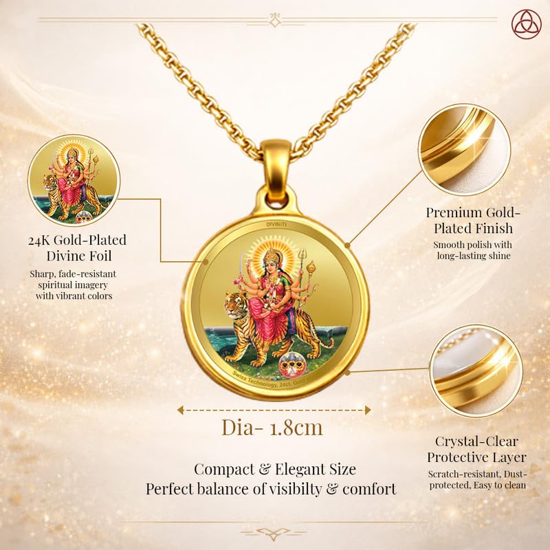 Image of DIVINITI 24K Gold Plated Religious Pendant for Men & Women | Divine Spiritual Locket for Daily Use | Sacred Charm Jewellery for Peace, Protection & Positivity | Devotional Gift