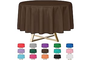 12 Pack Brown Disposable Round Tablecloths for Parties
