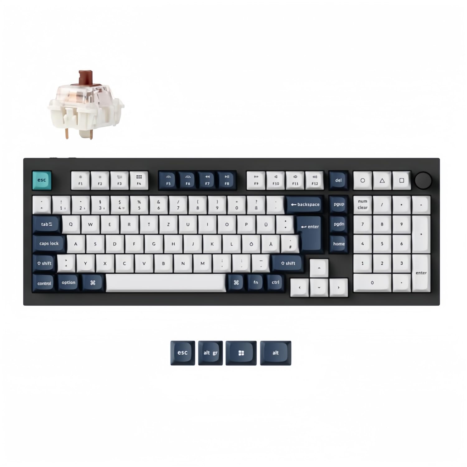 Keychron Q5 Max Kabellose Mechanische Tastatur,2.4 GHz Bluetooth QMK Voll-Aluminium 96% DE-ISO Layout RGB Hot-swappable Gateron Brauner Switch Für Mac Windows Linux