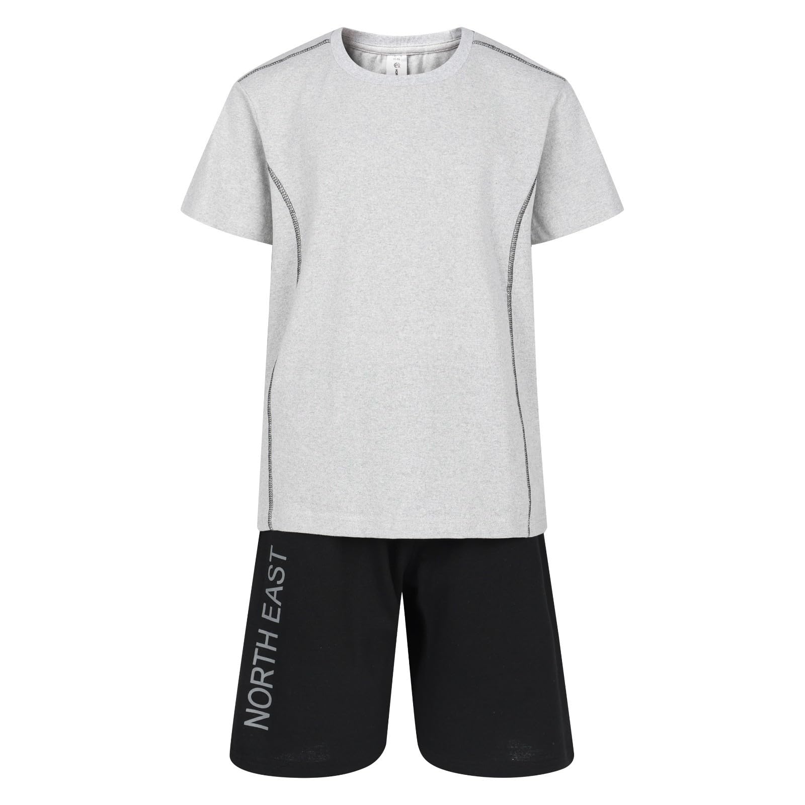North East Boys Short Pyjamas Sleep Lounge Night Wear 9 to 16 Years PJ Sets (9-10Y - SINGLE SET Gry/Blk)