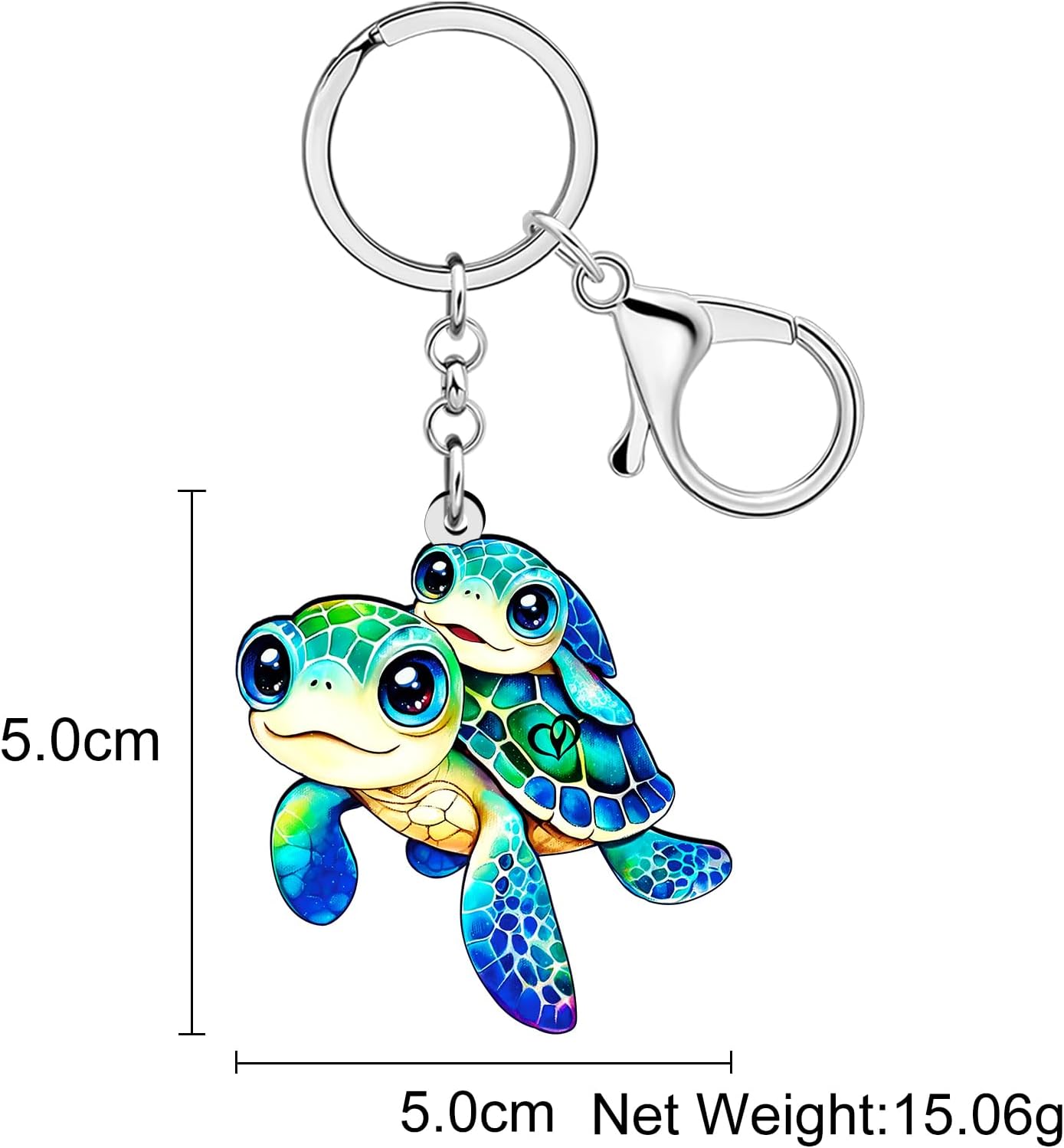 Acrylic Cute Sea Turtle Keychain Accessories Gifts for Women Girls, Ocean Animals Keychains Purse Bag Backpack Charms image 2
