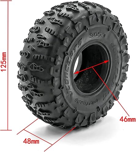 Miniatura 6 de GoolRC 4 neumáticos RC Crawler de 1.9 pulgadas, neumáticos de goma de 4.921 in de repuesto para 1/10 Traxxas TRX4 SCX10 90046 90047 CC01 RC Rock